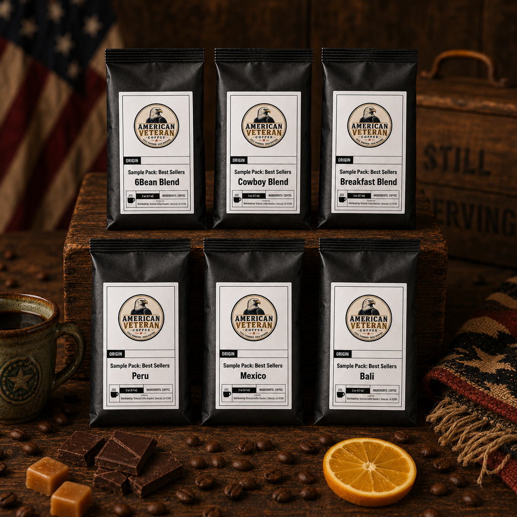 Best Sellers Sample Pack: 6Bean, Cowboy, Breakfast, Peru, Mexico, Bali